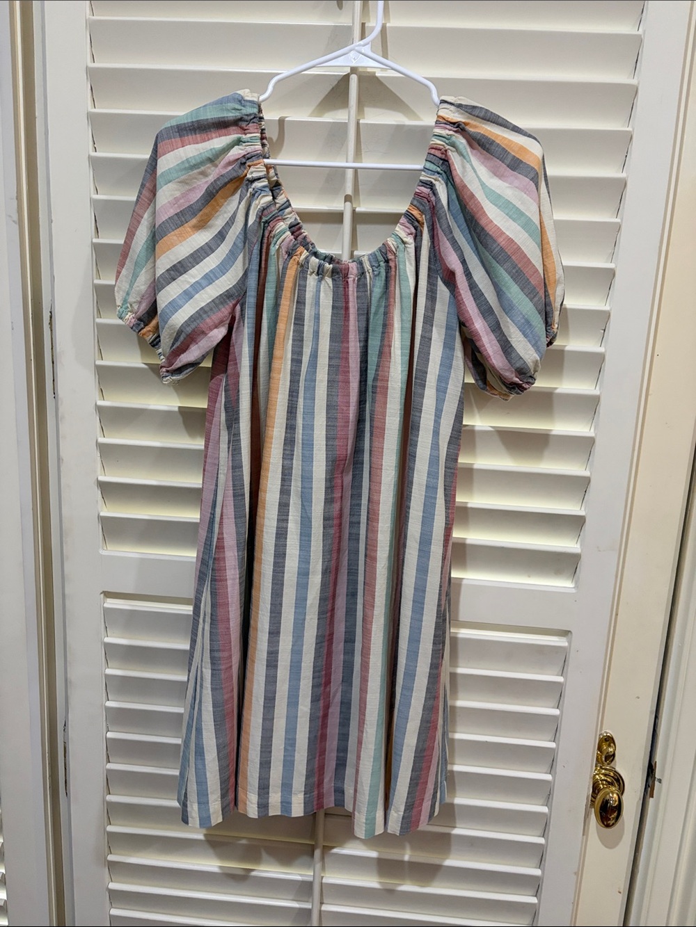 Madewell Pastel Striped Puff-Sleeve Dress. Size small